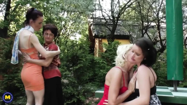 Wild lesbian orgy with horny mature milfs