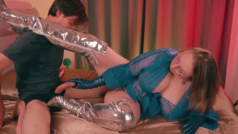 Big Ass Facesitting Handjob- Latina MILF Edges Skinny Guy& Makes Him Taste Cum, in raincoat, thigh-high boots, leather glove