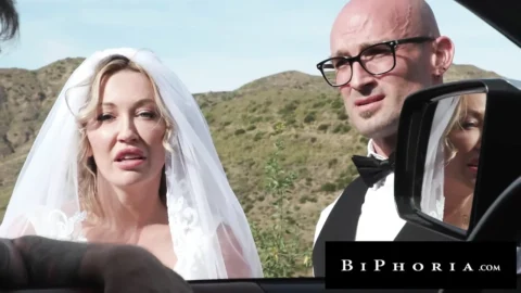 BIPHORIA – “We Just Got Married” – Hot Wifey Gets Double-Vaginal Destroyed by Husband & Stranger