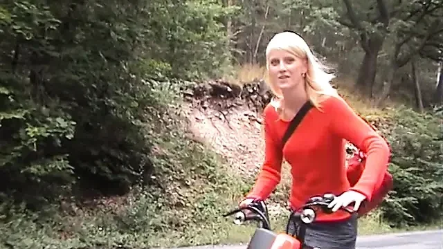 European teen picked up and fucked on the side of the road