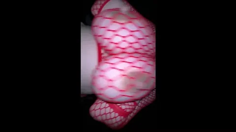 Pregnant Woman in Red Mesh: Intimate Positions