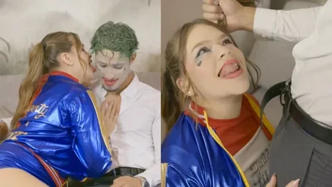 Harley Quinn and the Joker: puddin, I just finished playing with the cops, and now I want to play with your cock.