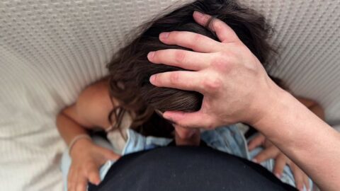 Intense Deepthroat Gagging Blowjob on the Sofa