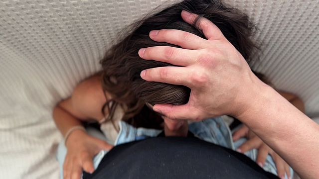 Intense Deepthroat Gagging Blowjob on the Sofa