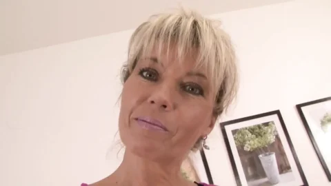 Slutty blonde MILF lays back to get her muff slammed